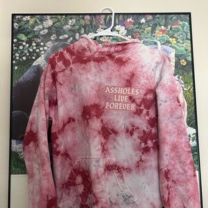 Tie-Dye Hoodie - Pink and White